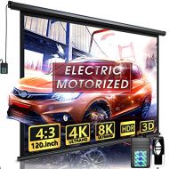 Aoxun 120 Motorized Projector Screen - Indoor and Outdoor Movies Screen 120 inch Electric 4:3 Projector Screen W/Remote Control