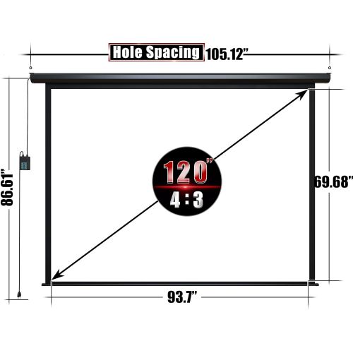  Aoxun 120 Motorized Projector Screen - Indoor and Outdoor Movies Screen 120 inch Electric 4:3 Projector Screen W/Remote Control