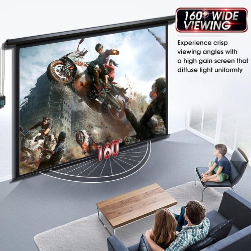  Aoxun 120 Motorized Projector Screen - Indoor and Outdoor Movies Screen 120 inch Electric 4:3 Projector Screen W/Remote Control