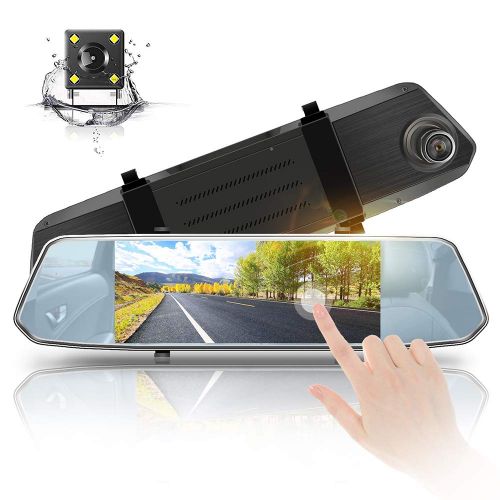  Aoxun Backup Camera 7 Mirror Touch Screen - 1080P Car Dash Cam Dual Dashboard Camera Recorder with Waterproof Reversing Camera