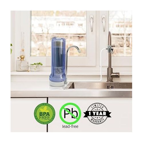  APEX MR-1050 Countertop Water Filter, 5 Stage Mineral pH Alkaline , Easy Install Faucet Water Filter - Reduces Heavy Metals, Bad Taste and Up to 99% of Chlorine - Black
