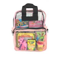 Apex Travel Kids Pack - Activity Travel Bag for Boys and Girls - Clear Backpack - TSA Approved - Keeps your Toddler Busy and Quiet on the Airplane or in the Car (PINK)