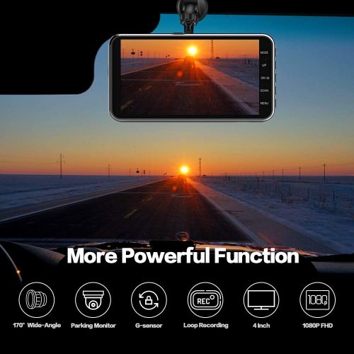  [아마존베스트]Apexcam Dash Cam for Car Front Rear Dual Car Camera 4 IPS 1080 Driving Recorder 170°Wide Angle with Backup Camera,G-Sensor, WDR Loop Recording,DVR Parking Monitor,Night Vision,Motion Detec