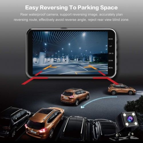  [아마존베스트]Apexcam Dash Cam for Car Front Rear Dual Car Camera 4 IPS 1080 Driving Recorder 170°Wide Angle with Backup Camera,G-Sensor, WDR Loop Recording,DVR Parking Monitor,Night Vision,Motion Detec