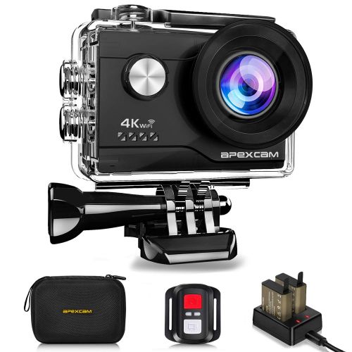  Apexcam 4K Action Camera 16MP Underwater Waterproof Camera 40M 170°Wide-Angle WiFi Sports Camera with 2.4G Remote Control with 2 Batteries 2.0 LCD Ultra HD and Mounting Accessories