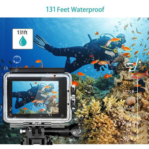  Apexcam 4K Action Camera 16MP Underwater Waterproof Camera 40M 170°Wide-Angle WiFi Sports Camera with 2.4G Remote Control with 2 Batteries 2.0 LCD Ultra HD and Mounting Accessories