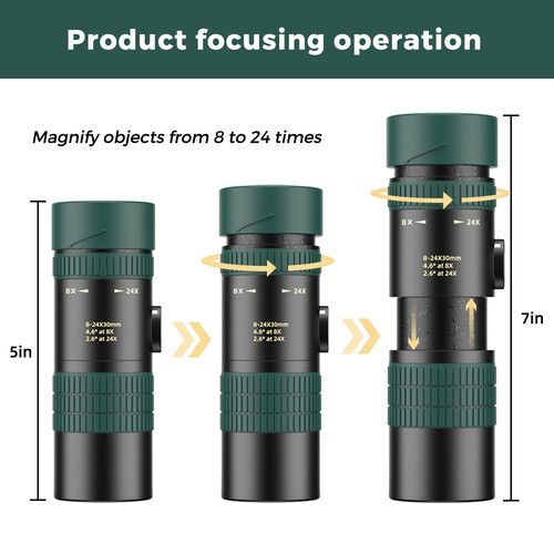  Apexel 8-24x30 Mini Portable Dual Focus Monocular Telescope