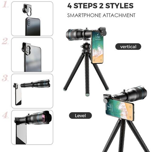  Apexel 60x Telephoto Lens Kit with Remote Control and Tripod