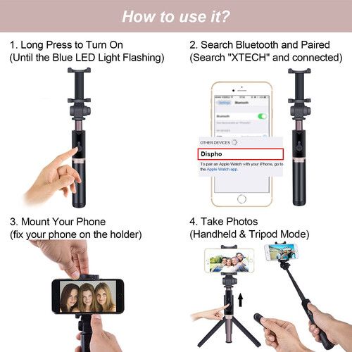  Apexel Selfie Stick Tripod for Smartphones