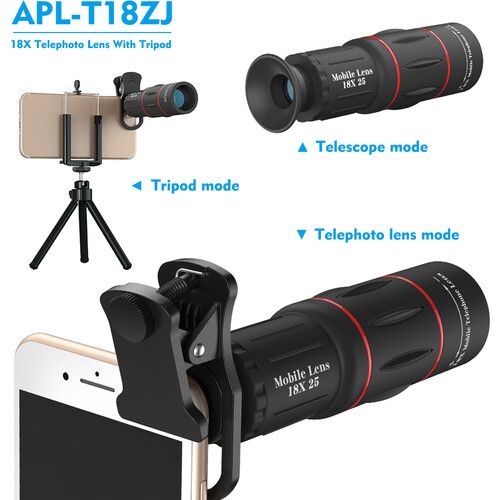  Apexel 18x Telephoto Lens with Handheld Tripod