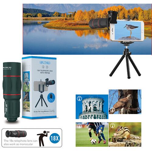  Apexel 18x Telephoto Lens with Handheld Tripod