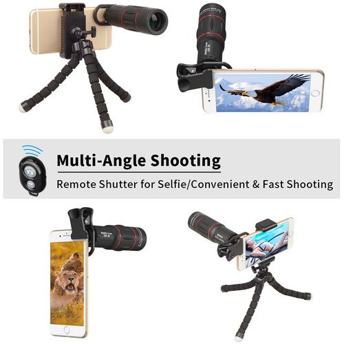  Apexel 4-in-1 Lens Kit + Mini Tripod for Smartphones