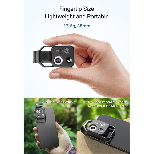  Apexel 200x Mobile LED Microscope Lens (Black)