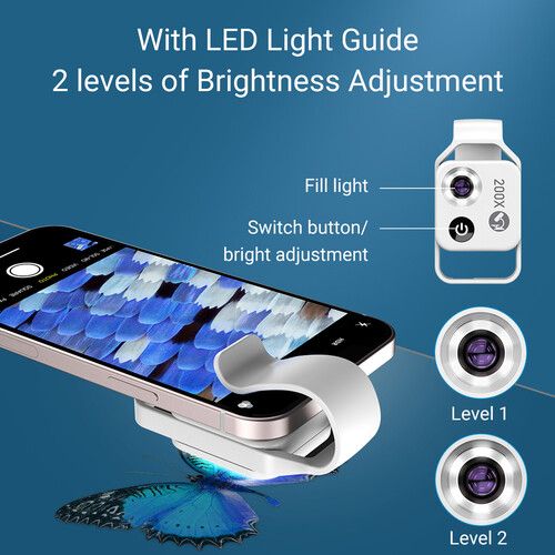  Apexel 200x Mobile LED Microscope Lens (White)