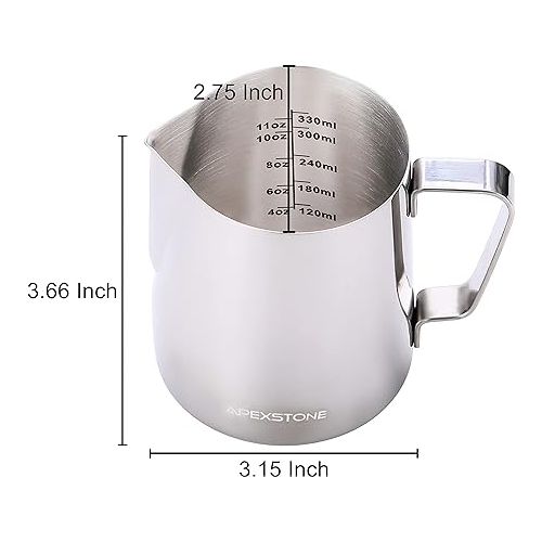  Apexstone 12 oz Espresso Steaming Pitcher, Coffee Milk Frothing Cup, Coffee Steaming Pitcher 12 oz/350 ml