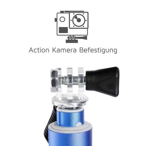  Aplic  Blue Selfie Stick fuer GoPro Actioncam | sowie durch Adapter fuer Smartphone nutzbar | Monopod Selfie Stange (Telescoping) | einstellbare Stange 98cm | inkl. 1/4 Gewinde zur