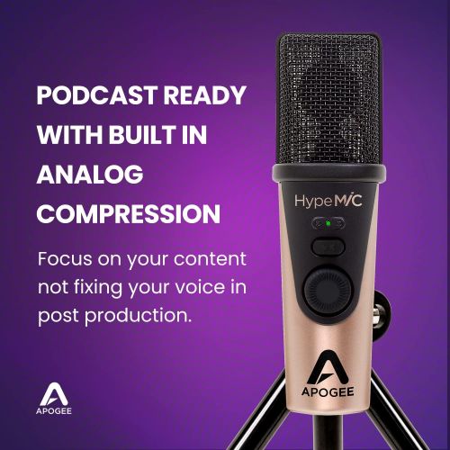  [아마존베스트]Apogee Hype Mic - USB Microphone with Analog Compression for Capturing Vocals and Instruments, Streaming, Podcasting, and Gaming, Made in USA