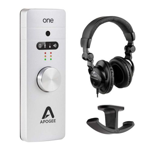  Apogee Electronics ONE 10 USB 2.0 Audio Interface with Polsen HPC-A30 Studio Monitor Headphones & Dual Headphone Hanger Mount Bundle