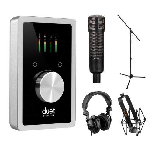  Apogee Electronics Duet USB Audio Interface with Electro-Voice RE320 Dynamic Microphone, HPC-A30 Studio Monitor Headphones Mic Stand & Shockmount Bundle