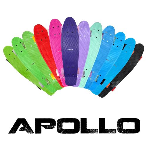  Apollo Fancy Skateboard, Vintage Mini Cruiser, Komplettboard, 22.5inch (57,15 cm), Mini-Board mit Holz Oder Kunstsoff Deck mit und Ohne LED Wheels