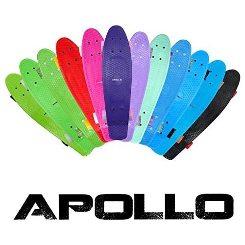  Apollo Fancy Skateboard, Vintage Mini Cruiser, Komplettboard, 22.5inch (57,15 cm), Mini-Board mit Holz Oder Kunstsoff Deck mit und Ohne LED Wheels