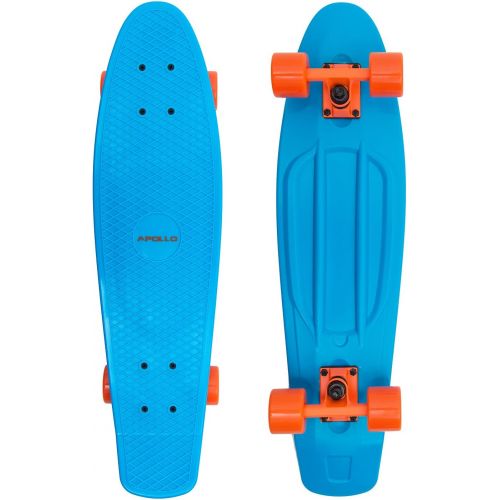  Apollo Fancy Skateboard, Vintage Mini Cruiser, Komplettboard, 22.5inch (57,15 cm), Mini-Board mit Holz Oder Kunstsoff Deck mit und Ohne LED Wheels