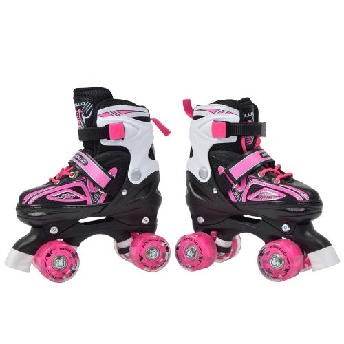  Apollo Super Quad X Pro, LED Rollschuhe fuer Kinder und Jugendliche, ideal fuer Anfanger, komfortable Roller-Skates fuer Madchen und Jungen