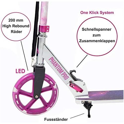  Apollo XXL Wheel Scooter - Phantom Pro City Scooter, Klappbarer City-Roller, hoehenverstellbar, Tret-Roller fuer Erwachsene und Kinder