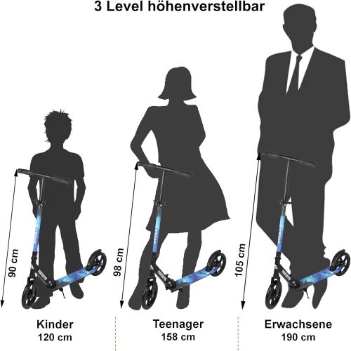  Apollo XXL Wheel Scooter - Phantom Pro City Scooter, Klappbarer City-Roller, hoehenverstellbar, Tret-Roller fuer Erwachsene und Kinder