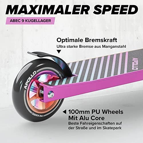  Apollo Stunt Scooter - Genius Pro - Robuster Funscooter mit ABEC 9 Kugellagern, Kickscooter, Tretroller, Roller