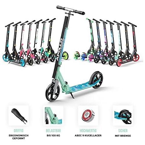  Apollo Phantom Pro City Scooter with XXL Wheels  Folding Height-Adjustable City Push Scooter for Adults and Children