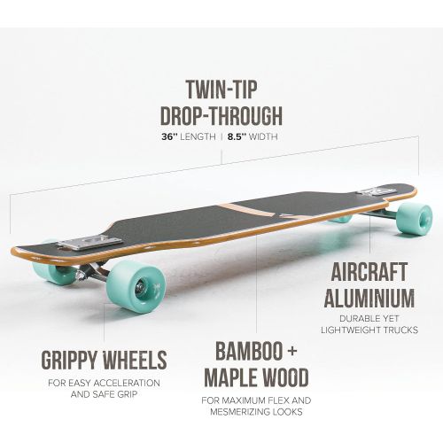  APOLLO Longboard Skateboards - Premium Long Boards for Adults, Teens and Kids. Cruiser Long Board Skateboard. Drop Through Longboards Made of Bamboo & Fiberglass - High-Speed Beari