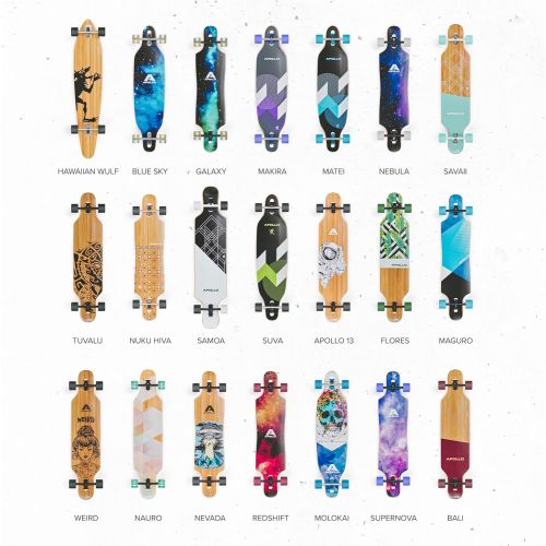  APOLLO Longboard Skateboards - Premium Long Boards for Adults, Teens and Kids. Cruiser Long Board Skateboard. Drop Through Longboards Made of Bamboo & Fiberglass - High-Speed Beari