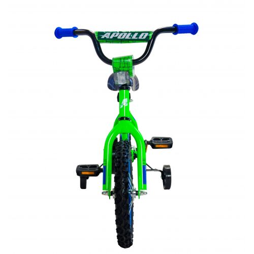  Apollo FlipSide 14 inch Kids Bicycle, Ages 3 to 5, Height 30 - 38 inches, Green/Blue