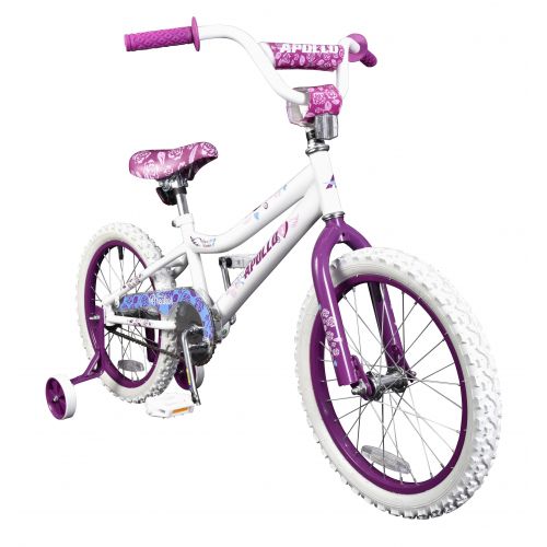  Apollo Heartbreaker 18 inch Kids Bicycle, Ages 5 to 9, Height 42 - 50 inches, White/Pink