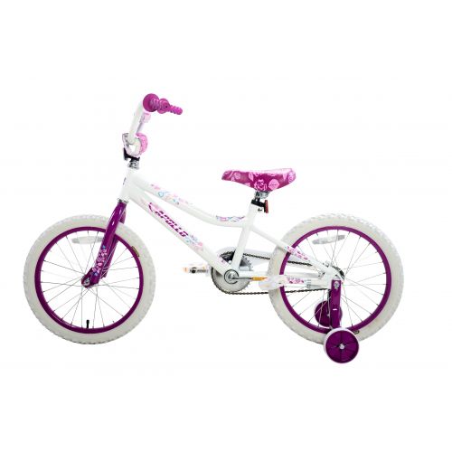  Apollo Heartbreaker 18 inch Kids Bicycle, Ages 5 to 9, Height 42 - 50 inches, White/Pink