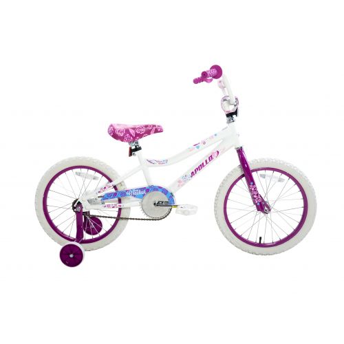  Apollo Heartbreaker 18 inch Kids Bicycle, Ages 5 to 9, Height 42 - 50 inches, White/Pink