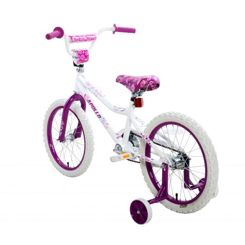 Apollo Heartbreaker 18 inch Kids Bicycle, Ages 5 to 9, Height 42 - 50 inches, White/Pink