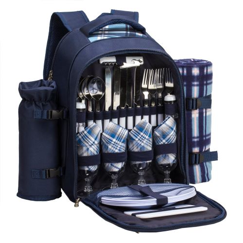  Apollo walker apollo walker TAWA Picnic Backpack Bag for 4 Person with Cooler Compartment,Wine Bag, Picnic Blanket(45x53), Best for Family and Lovers Gifts (Coffee)