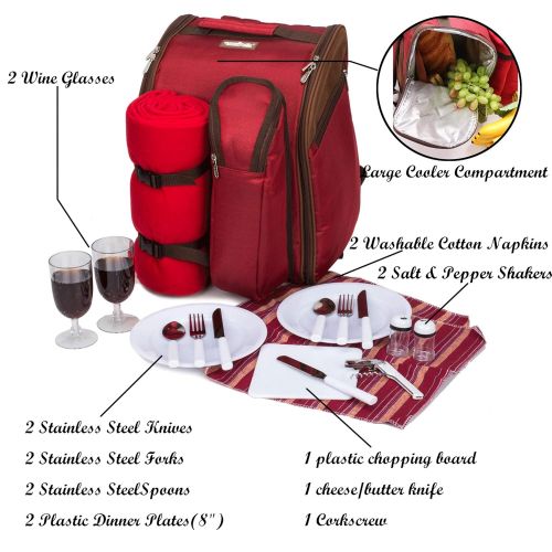  Apollo walker apollo walker TAWA Picnic Backpack Bag for 4 Person with Cooler Compartment,Wine Bag, Picnic Blanket(45x53), Best for Family and Lovers Gifts (Coffee)