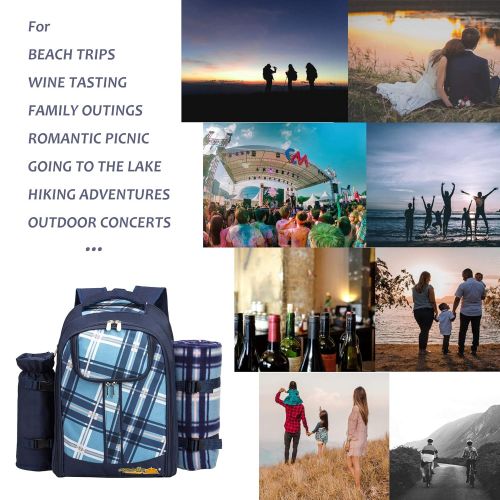  Apollo walker apollo walker TAWA Picnic Backpack Bag for 4 Person with Cooler Compartment,Wine Bag, Picnic Blanket(45x53), Best for Family and Lovers Gifts (Coffee)