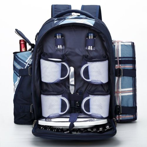  Apollo walker apollo walker TAWA Picnic Backpack Bag for 4 Person with Cooler Compartment,Wine Bag, Picnic Blanket(45x53), Best for Family and Lovers Gifts (Coffee)