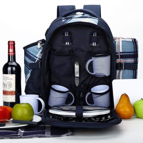  Apollo walker apollo walker TAWA Picnic Backpack Bag for 4 Person with Cooler Compartment,Wine Bag, Picnic Blanket(45x53), Best for Family and Lovers Gifts (Coffee)