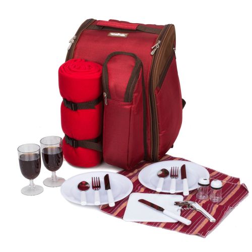  Apollo walker apollo walker 2 Person Red Picnic Backpack with Cooler Compartment Includes Tableware & Fleece Blanket 45x53(red)