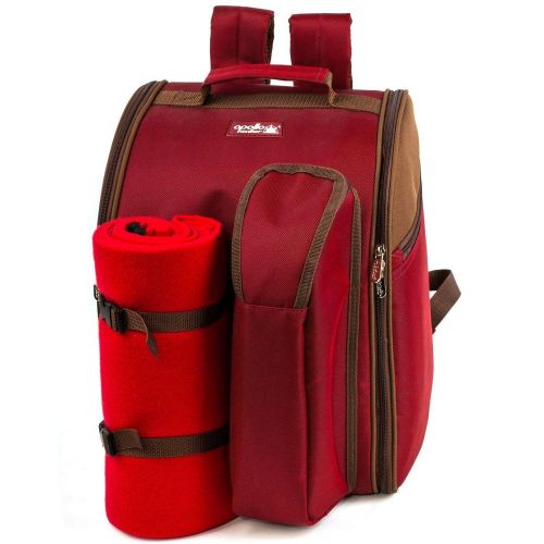  Apollo walker apollo walker 2 Person Red Picnic Backpack with Cooler Compartment Includes Tableware & Fleece Blanket 45x53(red)