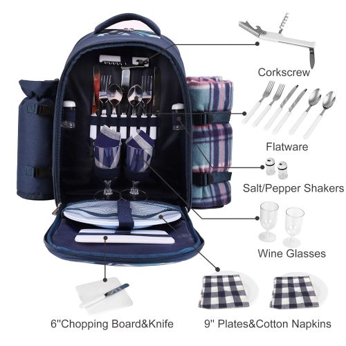  Apollo walker apollo walker TAWA Picnic Set Backpack for 4 with Cooler Compartment,Detachable Bottle/Wine Holder Including Large Picnic Blanket(45x 53) for Picnic Family and Lovers Gifts,Outdoor