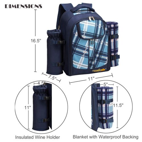  Apollo walker apollo walker TAWA Picnic Set Backpack for 4 with Cooler Compartment,Detachable Bottle/Wine Holder Including Large Picnic Blanket(45x 53) for Picnic Family and Lovers Gifts,Outdoor