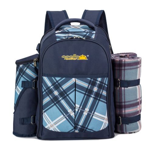  Apollo walker apollo walker TAWA Picnic Set Backpack for 4 with Cooler Compartment,Detachable Bottle/Wine Holder Including Large Picnic Blanket(45x 53) for Picnic Family and Lovers Gifts,Outdoor