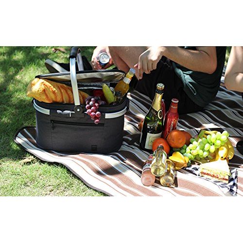  Apollo walker apollo walker Extra Large Picnic Blanket Tote 80x 60 with Waterproof Backing for Outdoor Picnic Camping(Blue)