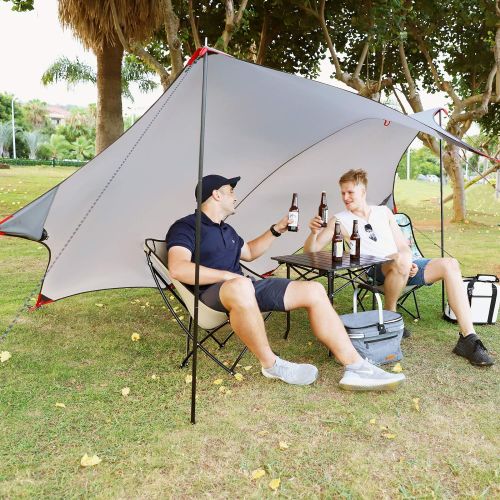  apollo walker Camping Rain Cover Portable Canopy Lightweight Waterproof Camping Tent Tarp Beach Tent Sun Shade Shelter with Poles,Ground Nails,UPF 50+,for Camping Outdoor Travel